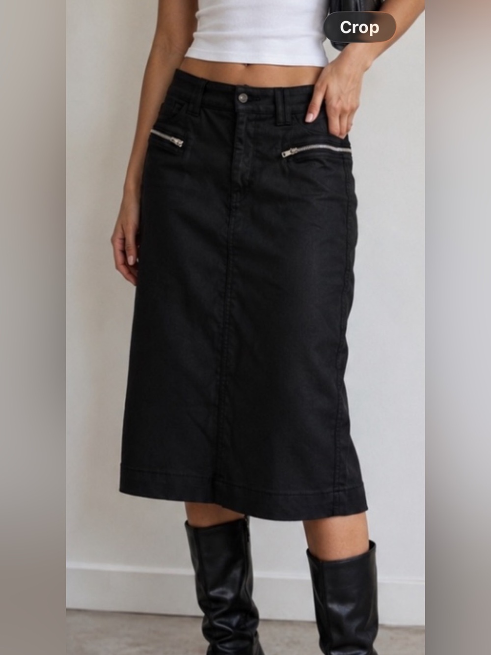7 For All Mankind Black Coated Pencil Skirt Size 26
